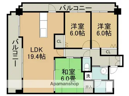 セントラルタワー大津(3LDK/10階)の間取り写真