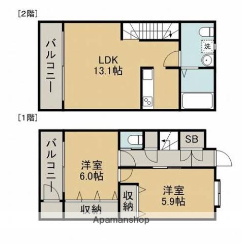 テラーサ壱番館(2LDK/1階)の間取り写真