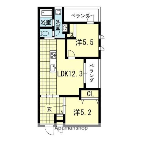 ヴェルデ合志(2LDK/2階)の間取り写真
