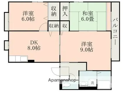 ベルコート(3DK/2階)の間取り写真