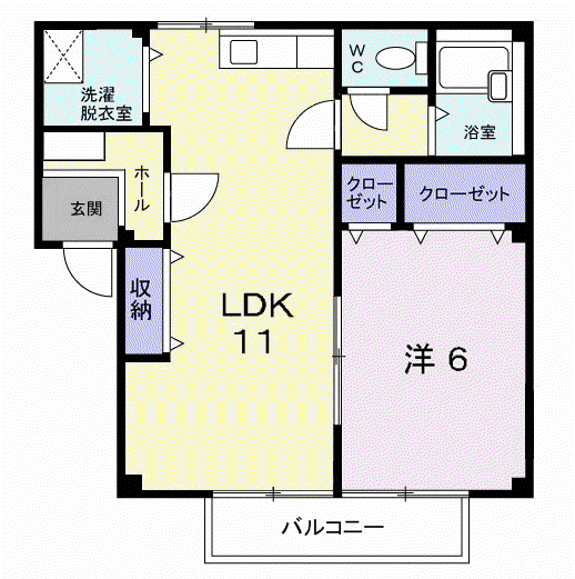 メロディハイツ(1LDK/2階)の間取り写真