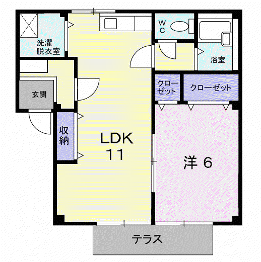 メロディハイツ(1LDK/1階)の間取り写真
