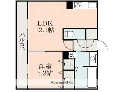 クレセール武蔵ケ丘A棟(1LDK/1階)の間取り写真