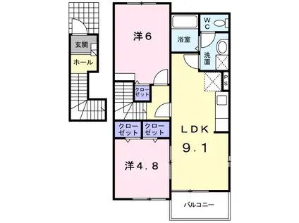 グリーンハイツIKEDA・B(2DK/2階)の間取り写真