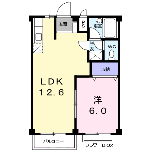 ルネッサンス立田(1LDK/2階)の間取り写真