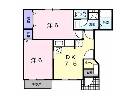 エスポワールA(2DK/1階)の間取り写真