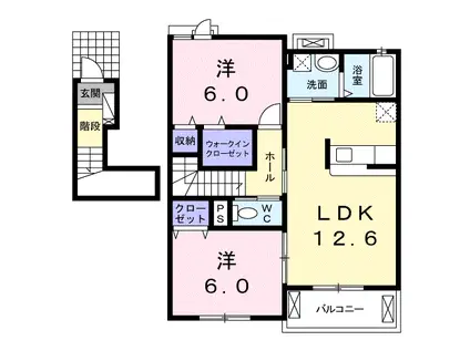 クオーレ Ⅰ(2LDK/2階)の間取り写真