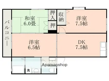 アメニティー鶴羽田A棟(3DK/2階)の間取り写真