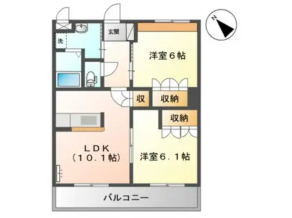 GENTLY麻生田(2LDK/3階)の間取り写真
