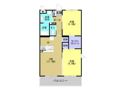 リーブライツ菊池(2LDK/1階)の間取り写真