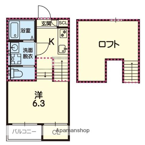 ステラ光の森サウス(1K/1階)の間取り写真