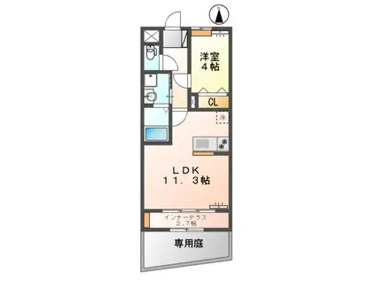 グランディール・ラ・テール(1LDK/1階)の間取り写真