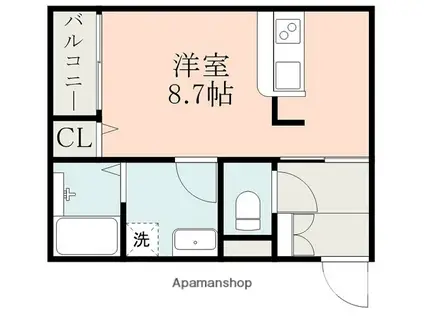 マーレ光の森(ワンルーム/1階)の間取り写真