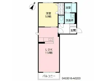 プラリュー1(1LDK/2階)の間取り写真
