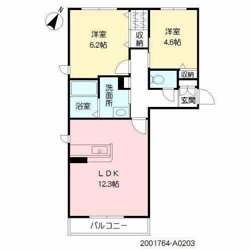 セントリビエ(2LDK/2階)の間取り写真