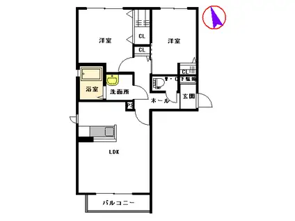 ウエストガーデン(2LDK/2階)の間取り写真