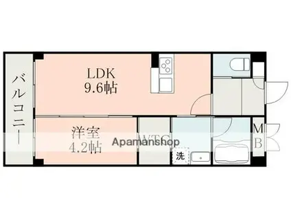 フラワーラブⅡ(1LDK/4階)の間取り写真