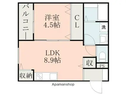 オルテンシア大津(1LDK/2階)の間取り写真