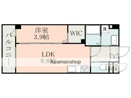 フォーエス武蔵ヶ丘北サウス(1LDK/2階)の間取り写真