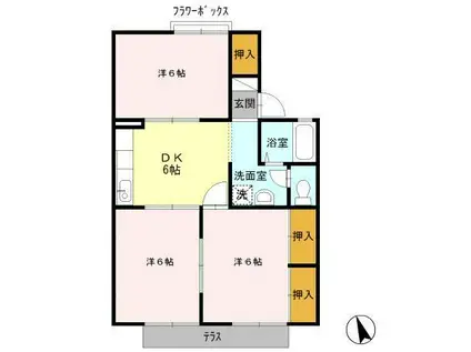 グランドゥール岩崎A棟(3DK/1階)の間取り写真