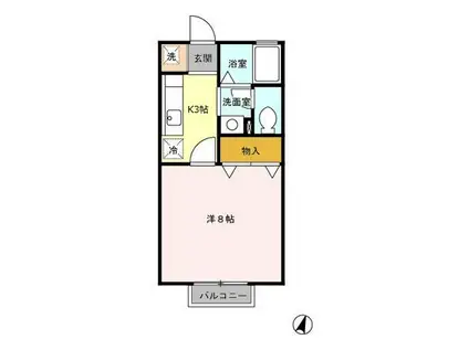 ソレイユMK(1K/2階)の間取り写真