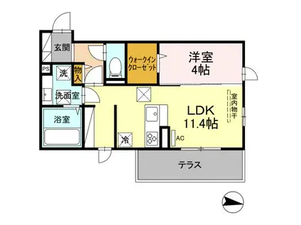 GRANDE KAWAZU(1LDK/1階)の間取り写真