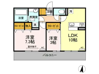 カーサ・ペキーノ(2LDK/3階)の間取り写真