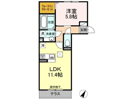 コンフィデンスK.S合志(1LDK/1階)の間取り写真