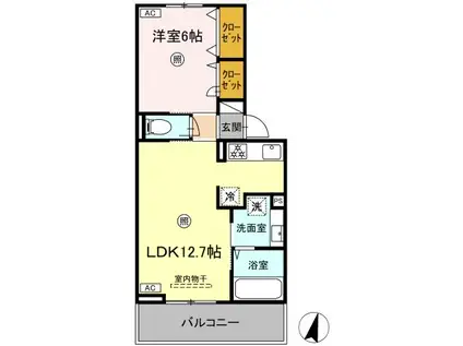 トリシアK(1LDK/3階)の間取り写真