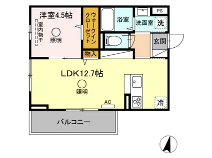 サン ベノア(1LDK/2階)の間取り写真