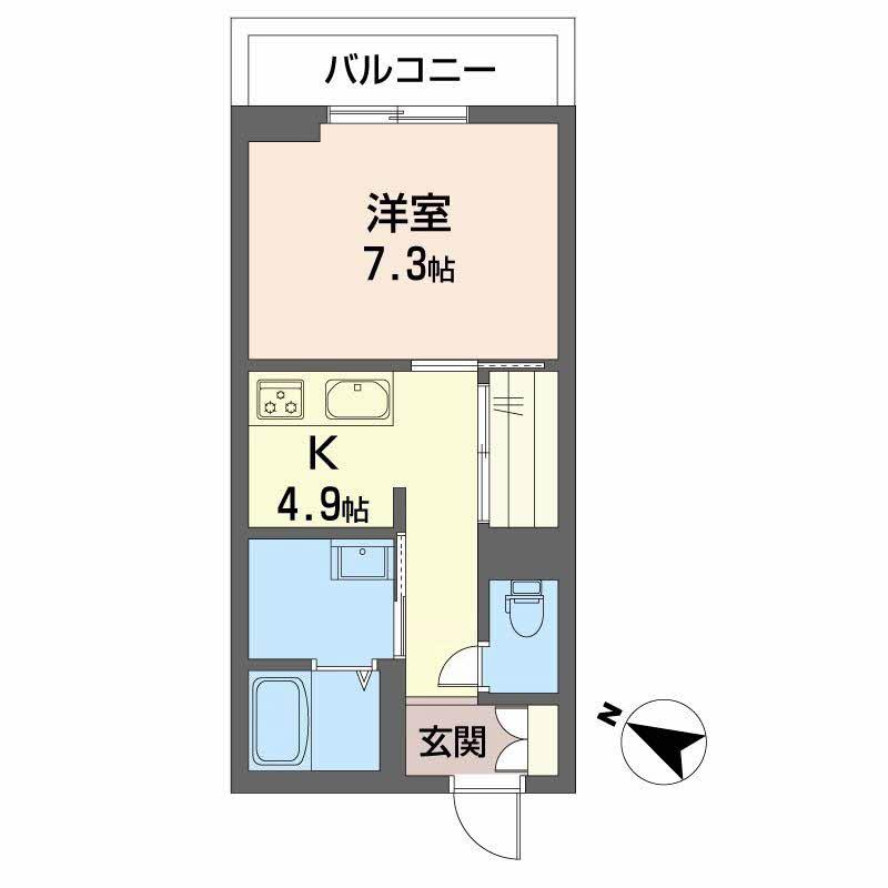 PARADISO本荘(1K/2階)の間取り写真