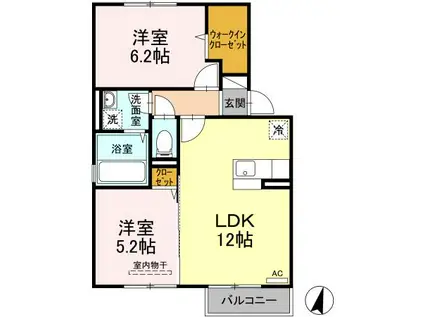 グリーンコート(2LDK/2階)の間取り写真