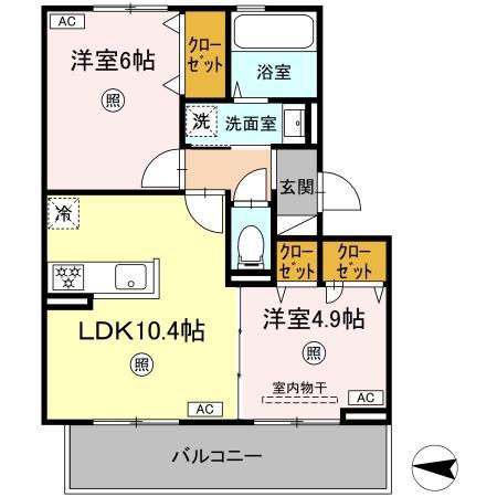D-ROOM八王寺町(2LDK/2階)の間取り写真