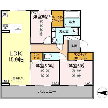 D-ROOM八王寺町(3LDK/3階)の間取り写真