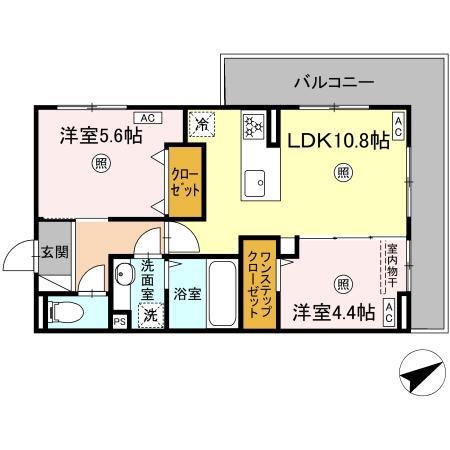 ペルへ尾ノ上(2LDK/2階)の間取り写真