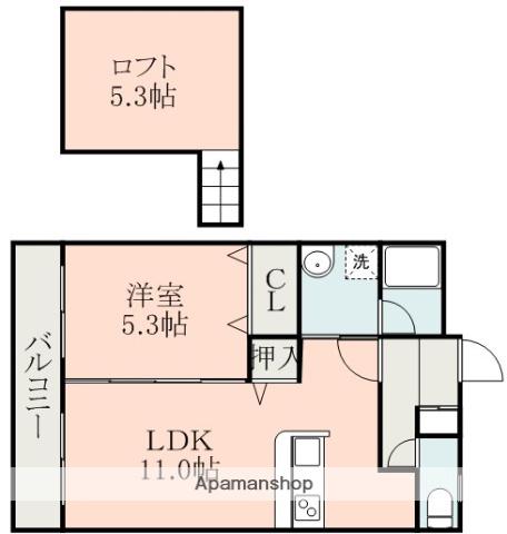 コンフォートK(1LDK/2階)の間取り写真