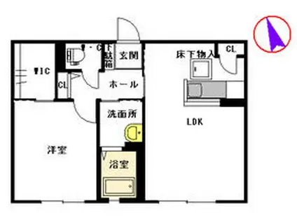 ウエストガーデン(1LDK/1階)の間取り写真