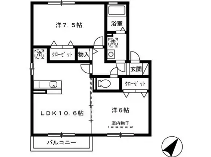 パークハイムD棟(2LDK/2階)の間取り写真