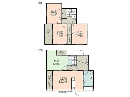 熊本電気鉄道 御代志駅 徒歩70分 2階建 築29年(4LDK)の間取り写真