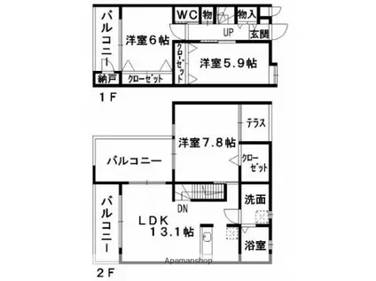 テラーサ弐番館(3LDK/3階)の間取り写真