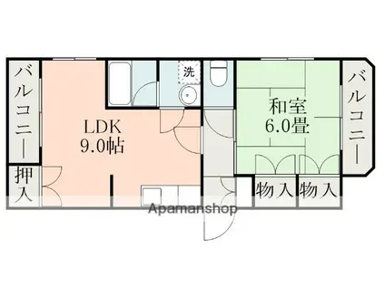 ラフォーレ6番館(1LDK/2階)の間取り写真