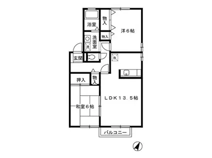ガーデンコートみずき台 G棟(2LDK/2階)の間取り写真