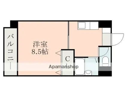 グラスリード(1K/3階)の間取り写真