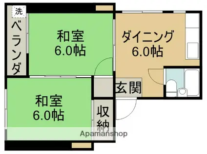 サンハイツ岡田町(2DK/3階)の間取り写真