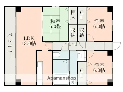 エトワールマンション菊陽(3LDK/5階)の間取り写真