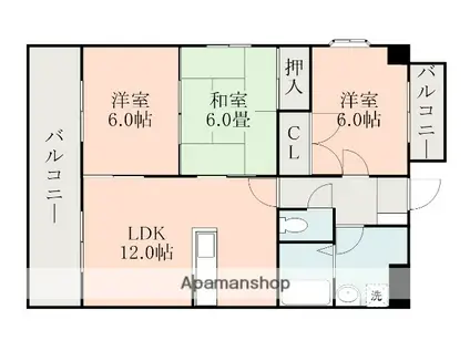 エトワール大坪(3LDK/2階)の間取り写真