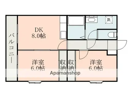 フローレス八王子Ⅲ(2DK/4階)の間取り写真