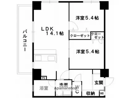 コネクト新水前寺(2LDK/7階)の間取り写真