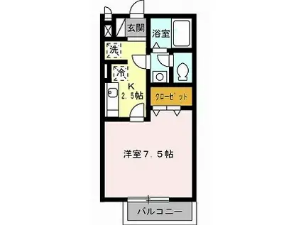 D-ROOM大路セキュア県劇前(1K/1階)の間取り写真