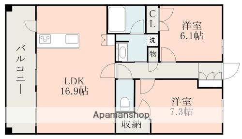プレミスト白川公園(2LDK/10階)の間取り写真